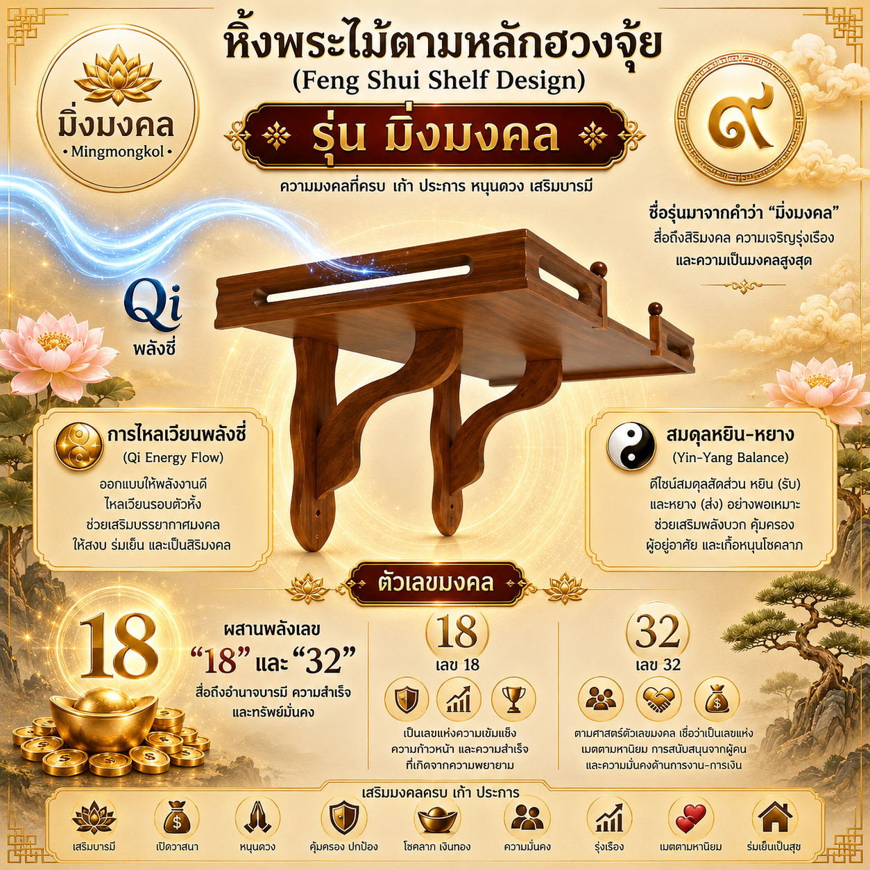หิ้งพระมิ่งมงคล 18x32 นิ้ว - Image 14
